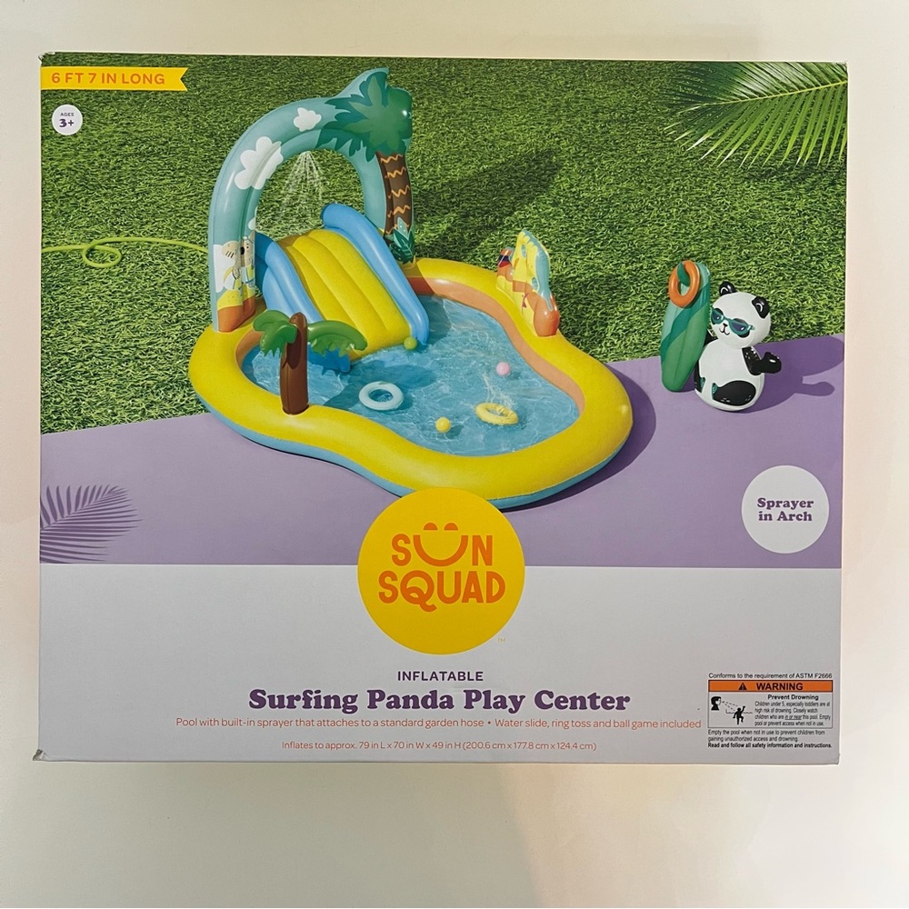 Sun Squad INFLATABLE Surfing Panda Play Center - New in box